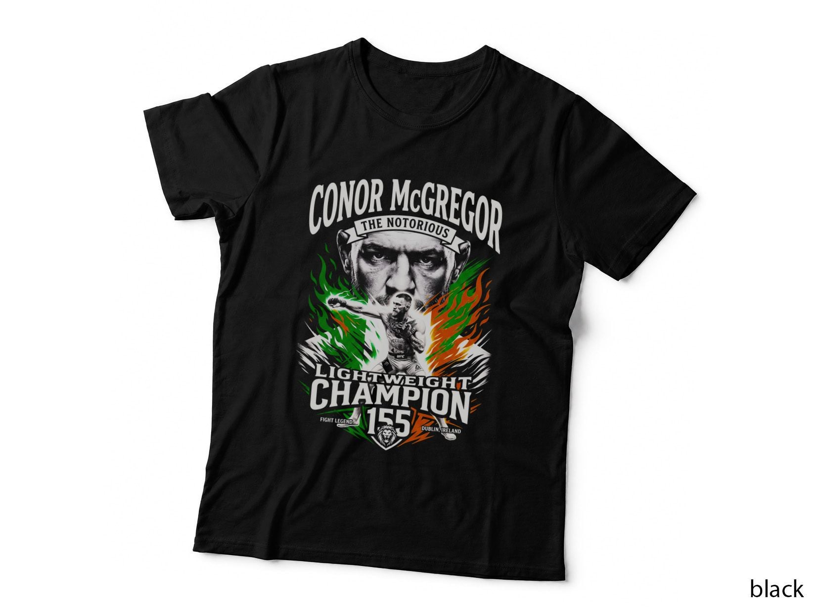 Conor Mcgregor the Notorious Lightweight Champion 155 Fight Irish Flag T-Shirt