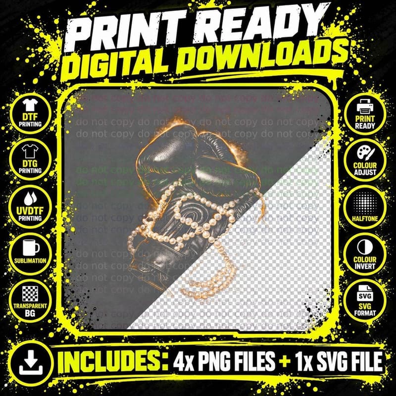 Diamond Boxing Gloves T-Shirt, Halftone Old Money Luxury Png SVG Digital Bundle