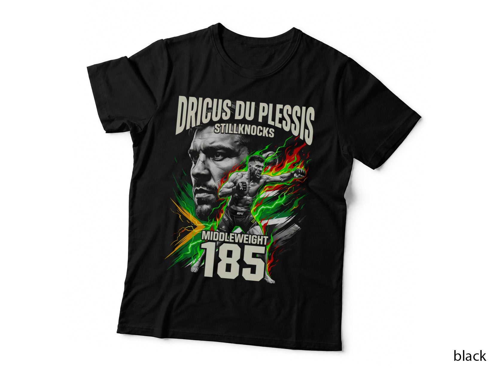 Dricus Du Plessis Stillknocks Middleweight 185 Green Red Flames South T-Shirt