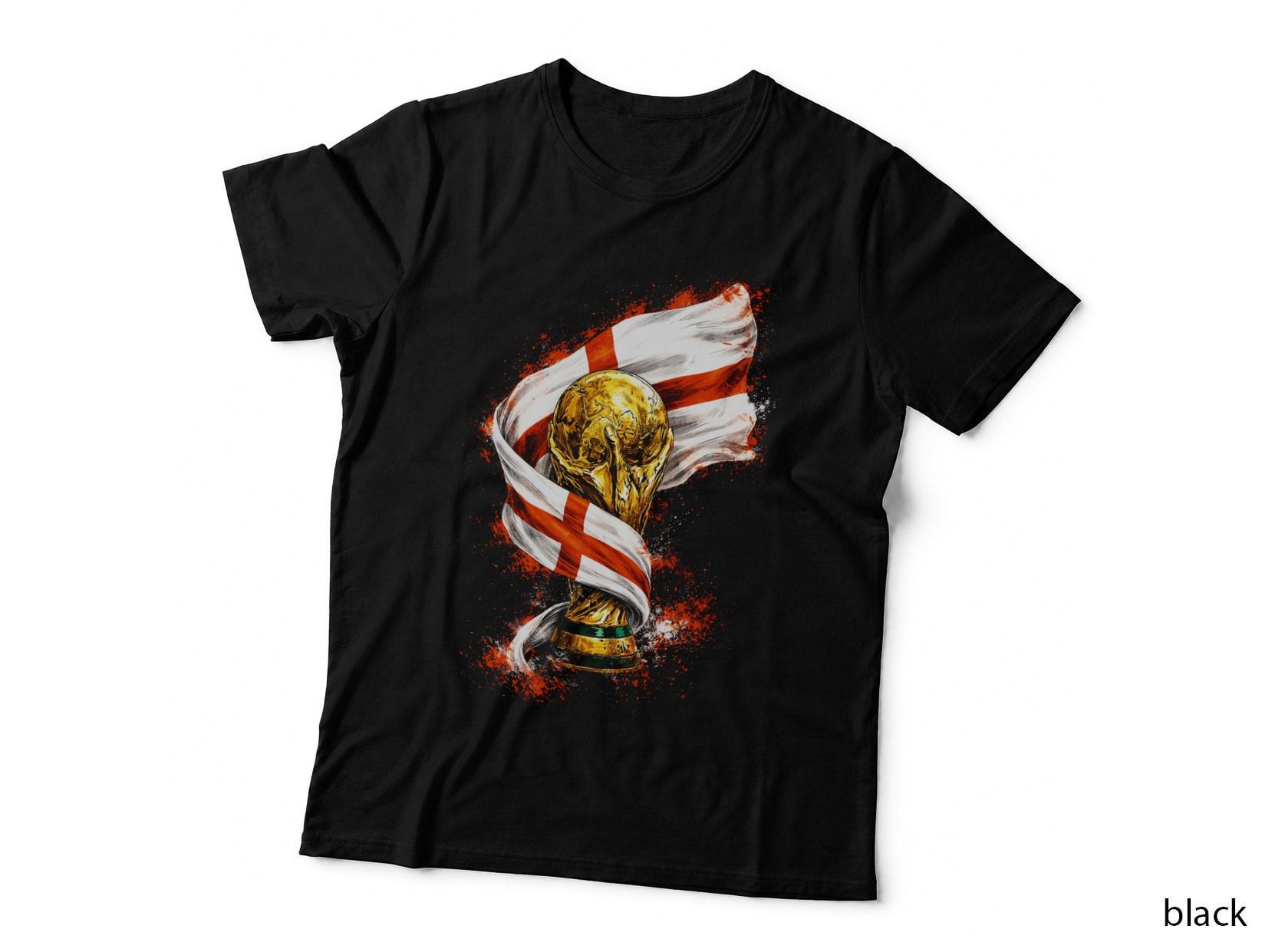 England Football T-Shirt, Halftone England Flag Trophy Graphic Tee