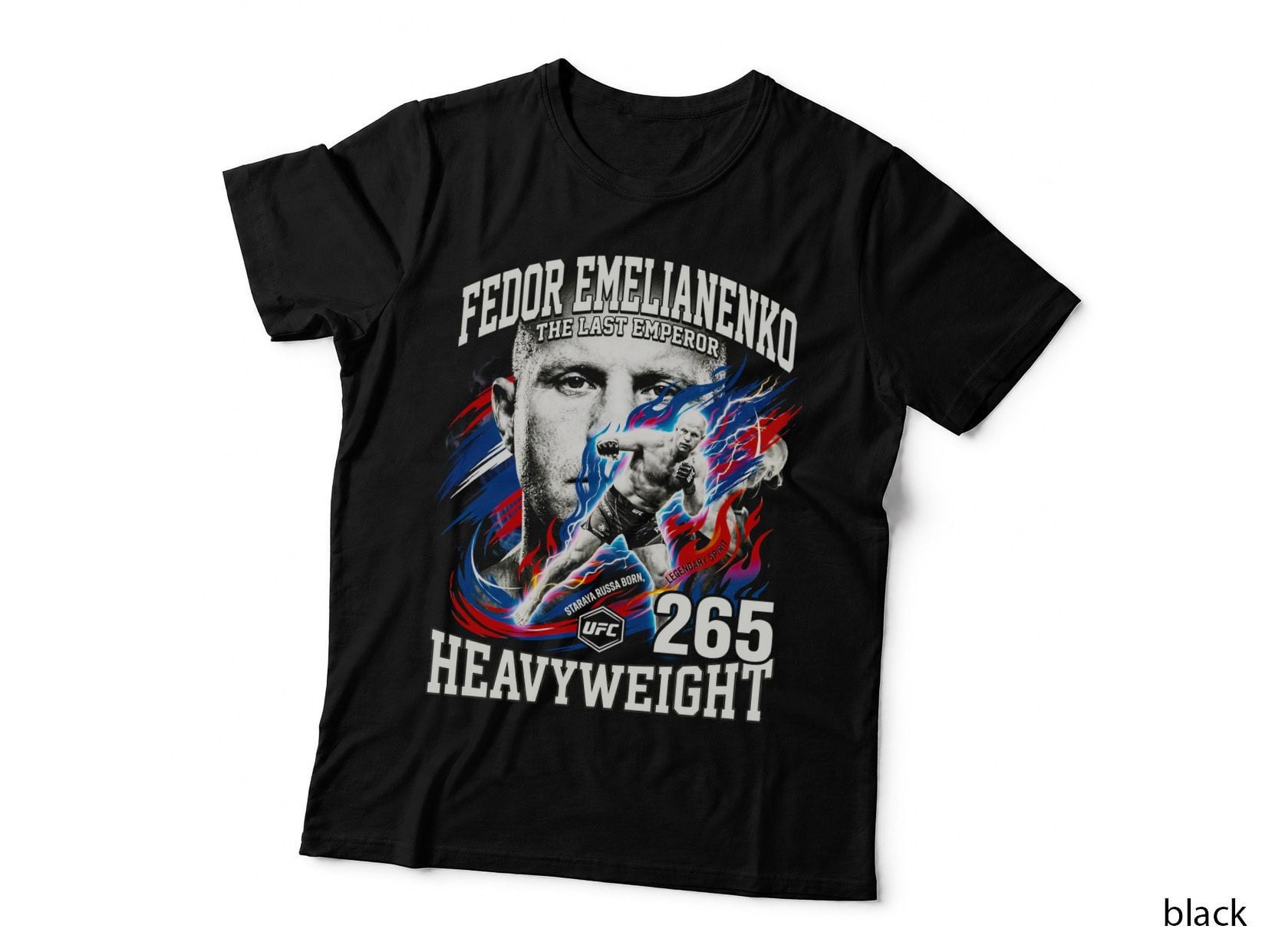 Fedor Emelianenko the Last Emperor 265 Heavyweight Red Blue Pink Flames T-Shirt