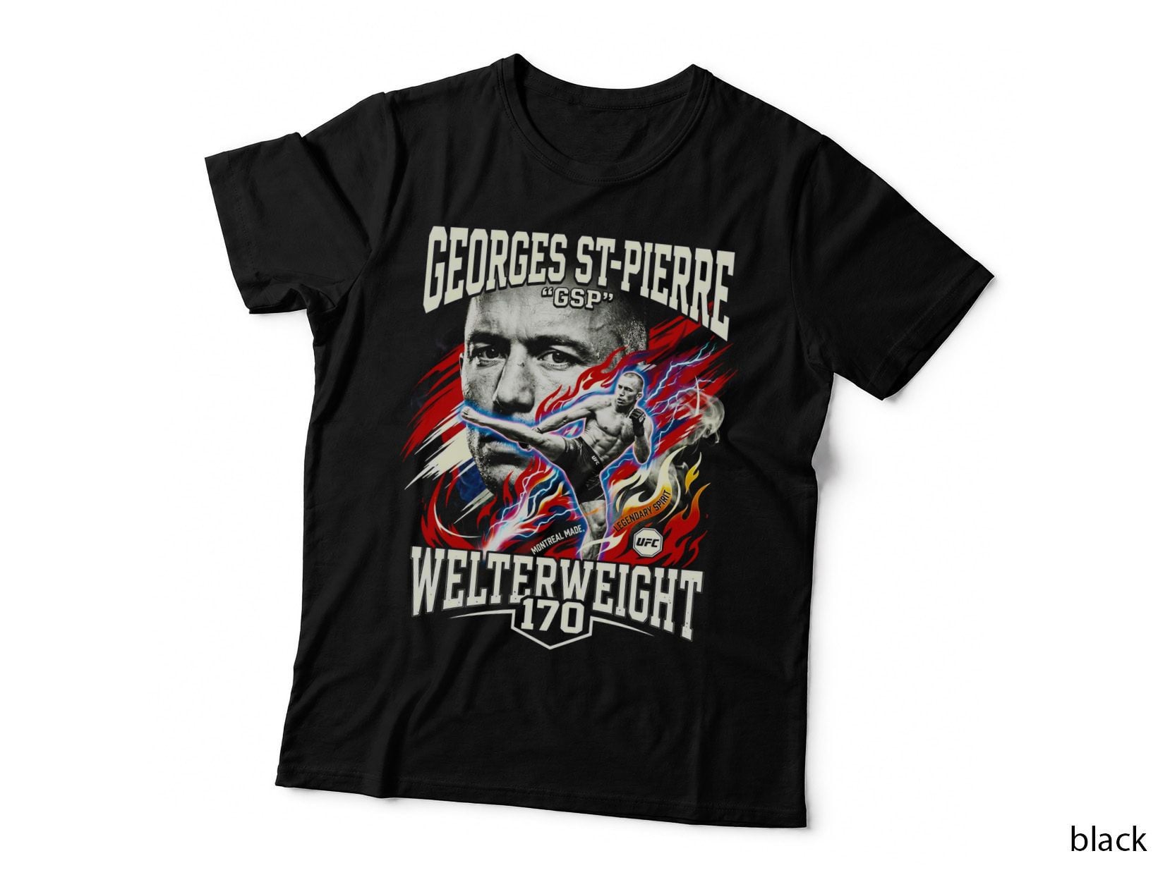 Georges St-Pierre Gsp Welterweight 170 MMA Fighter Kicking Pose Red T-Shirt