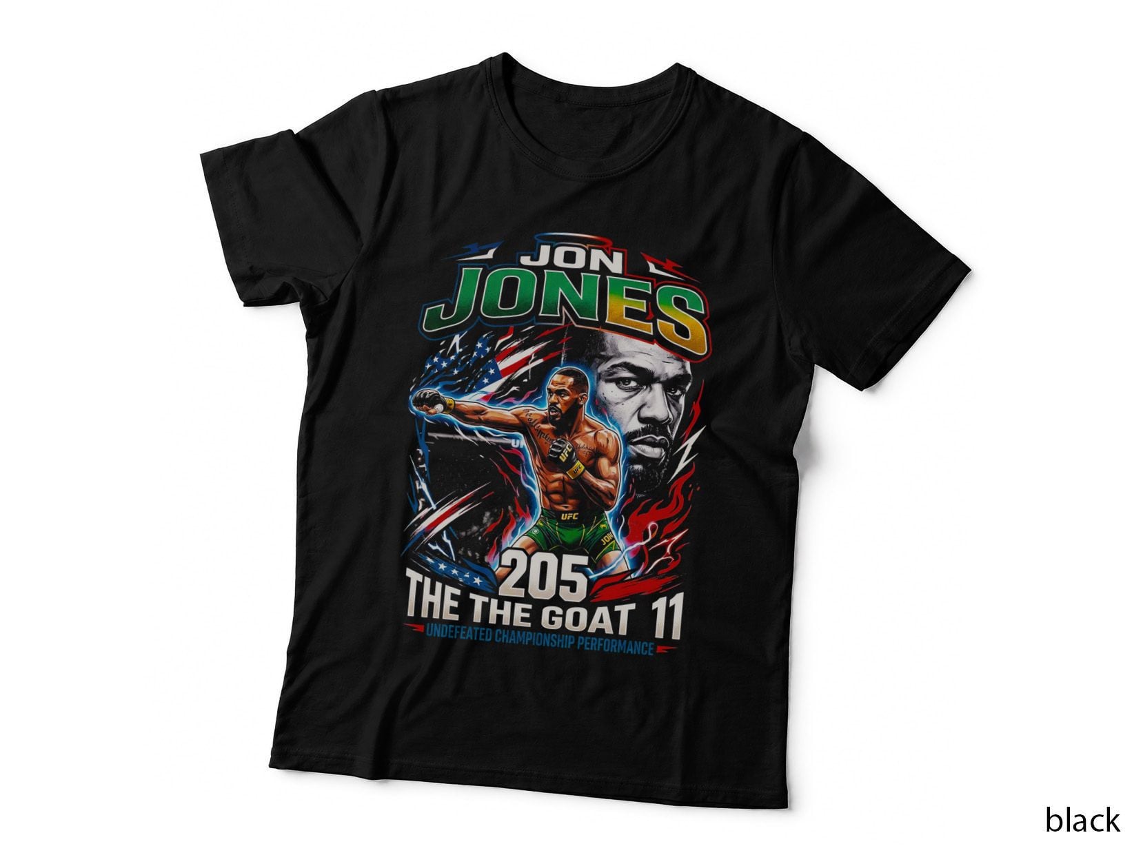 Jon Jones 205 the GOAT 11 Undefeated Championship MMA Fighter Punching T-Shirt