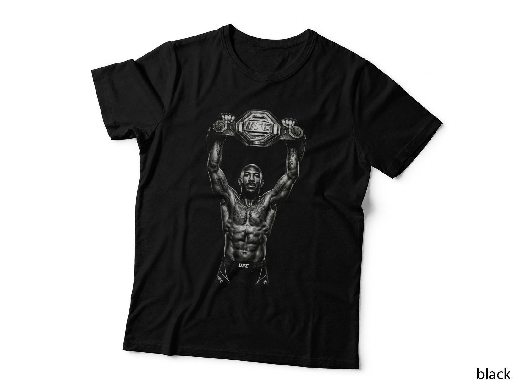 Jon Jones T-Shirt, Halftone MMA Champion Belt Graphic Tee, Combat Sports Shirt