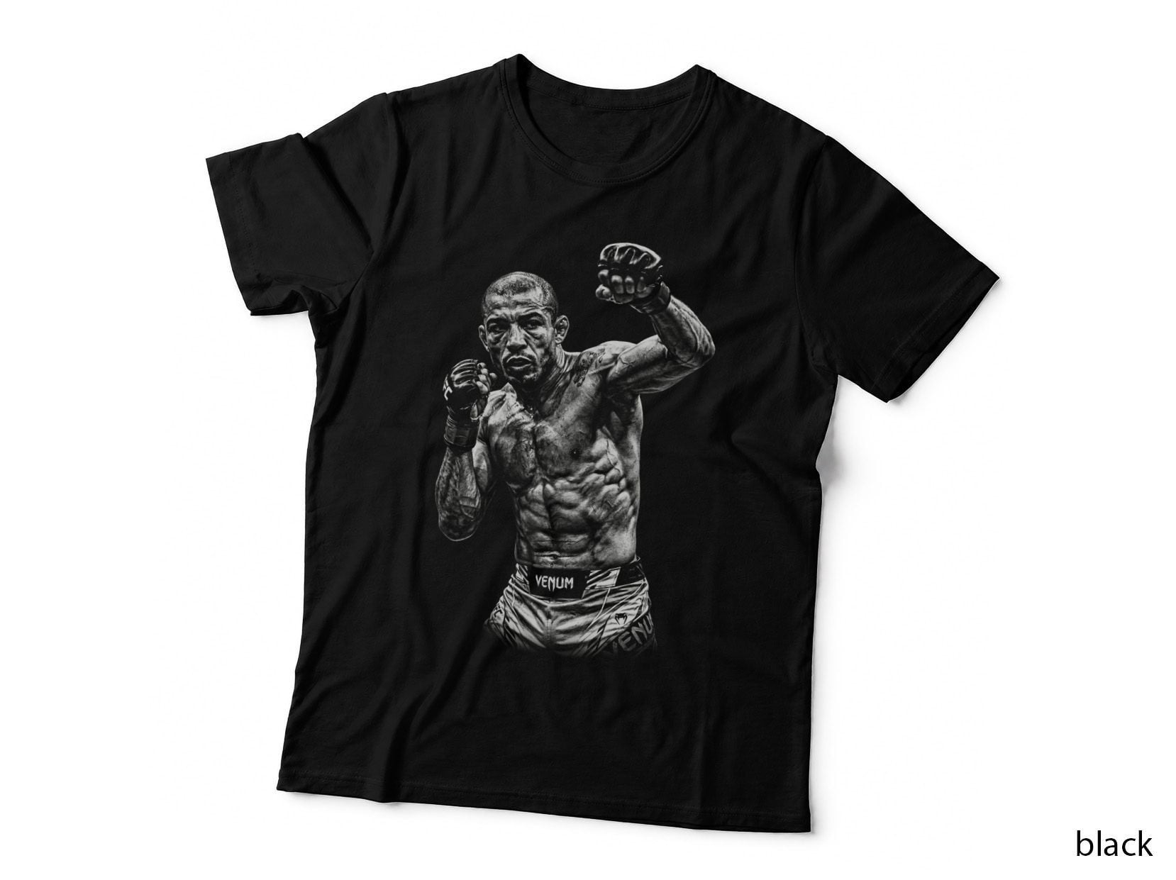Jose Aldo T-Shirt, Halftone MMA Boxing Guard Graphic Tee, Cage Warrior Shirt