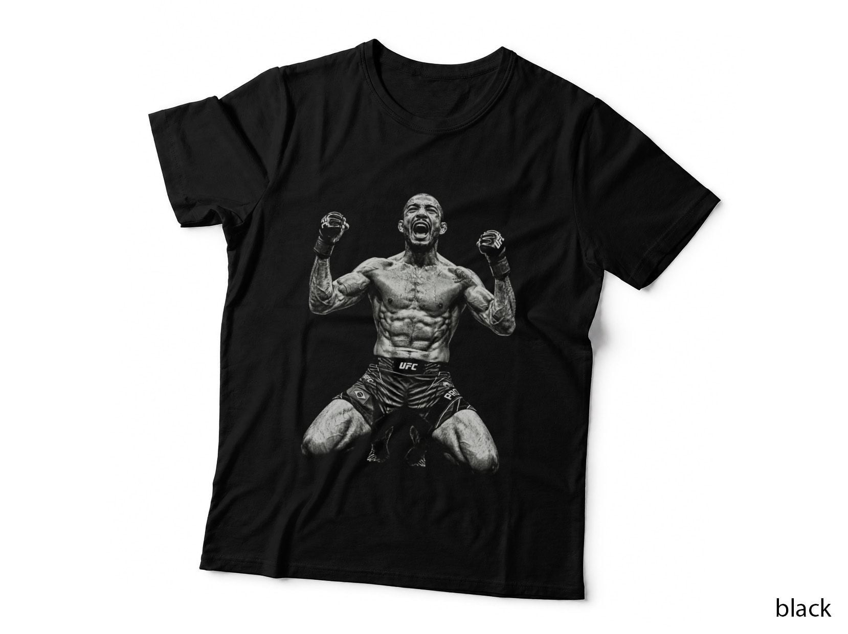 Jose Aldo T-Shirt, Halftone MMA Kneeling Victory Graphic Tee