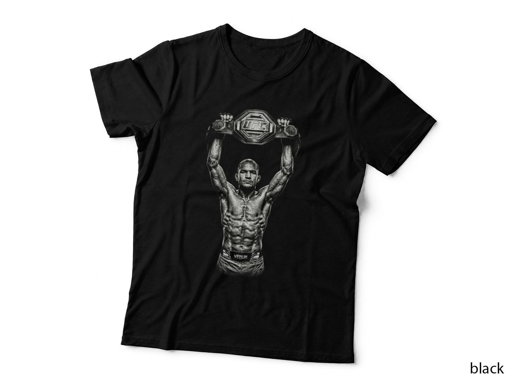 Kamaru Usman T-Shirt, Halftone MMA Belt Raised Graphic Tee, MMA Legend Shirt