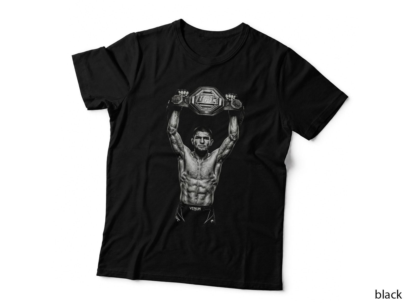 Khabib Nurmagomedov T-Shirt, Halftone MMA Champion Belt Graphic Tee