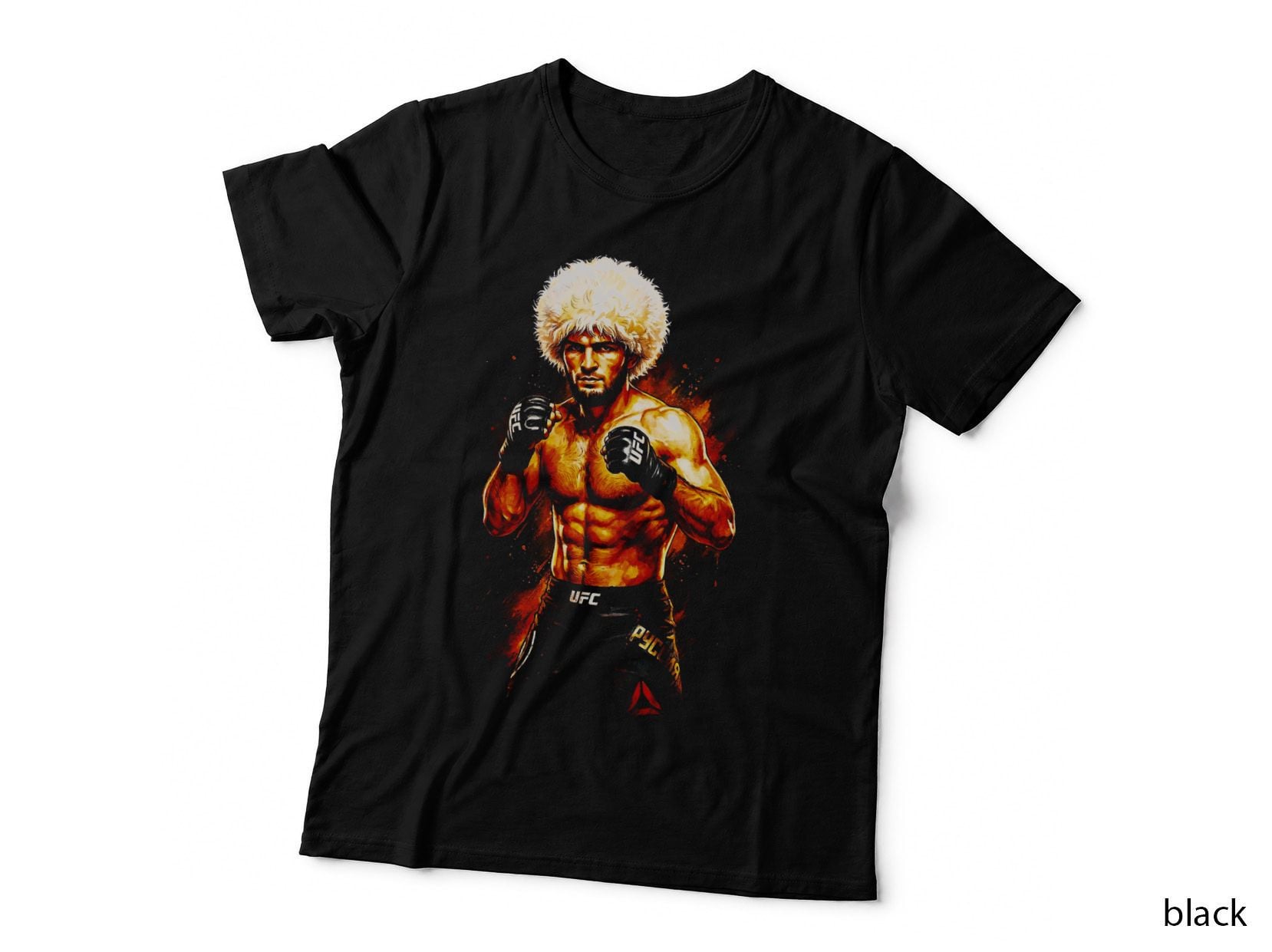 Khabib Nurmagomedov T-Shirt, Halftone MMA Fists up Guard Graphic Tee