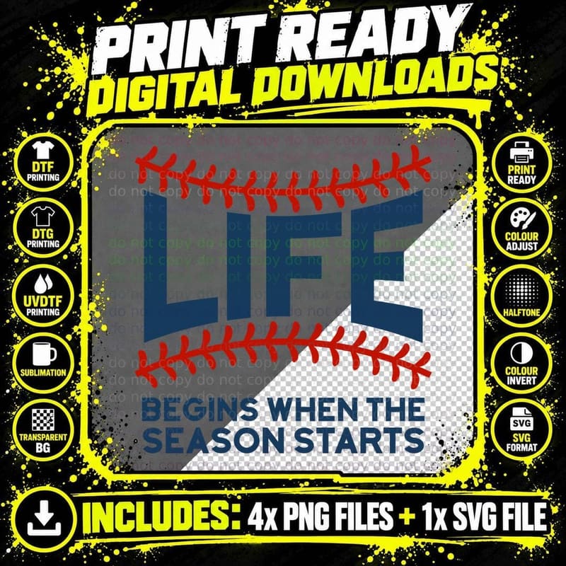 Life Begins When Season Starts T-Shirt Png SVG Digital Bundle