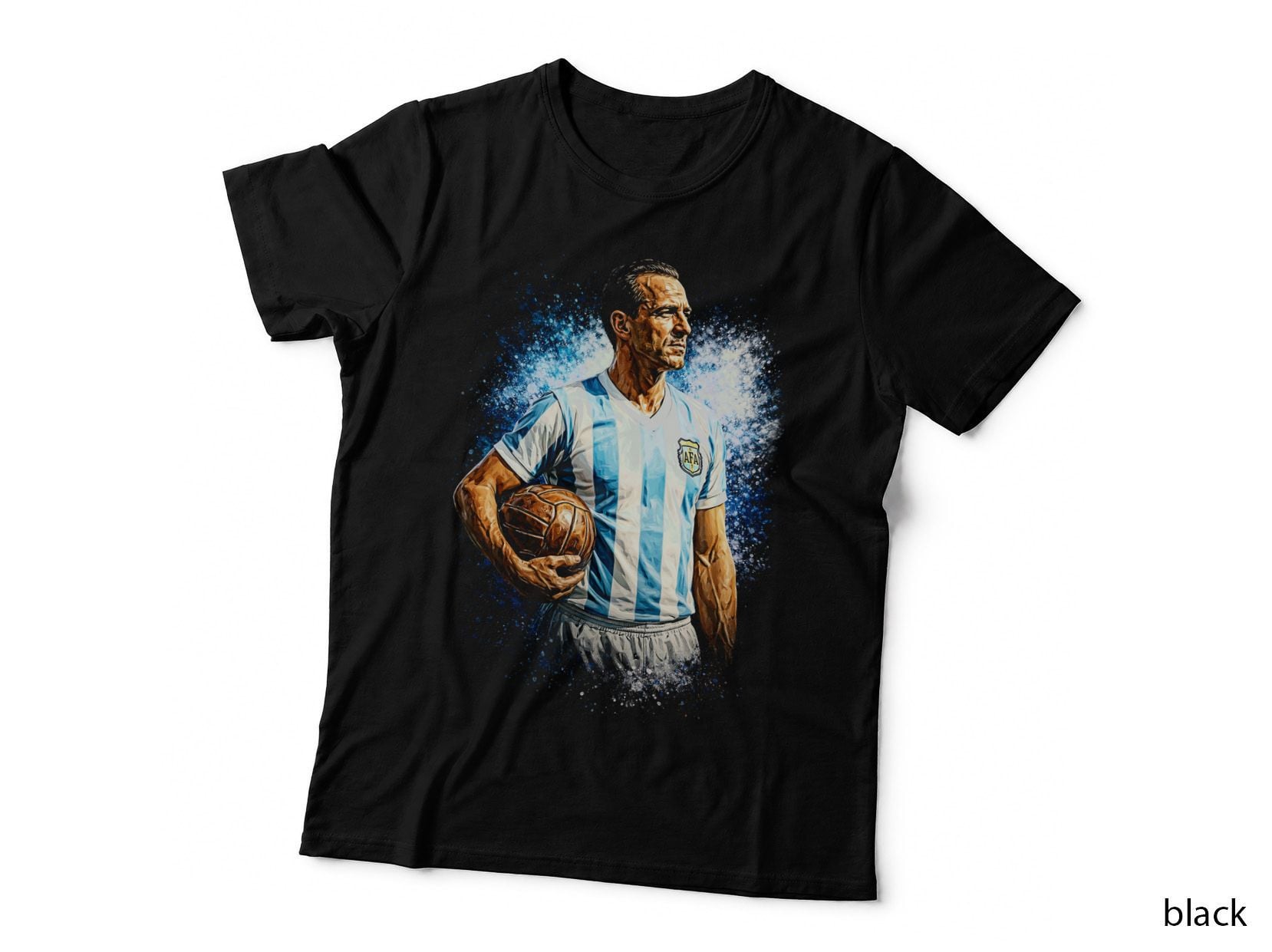Male Footballer Argentina Light Blue White Stripe Kit Afa Badge 02 T-Shirt