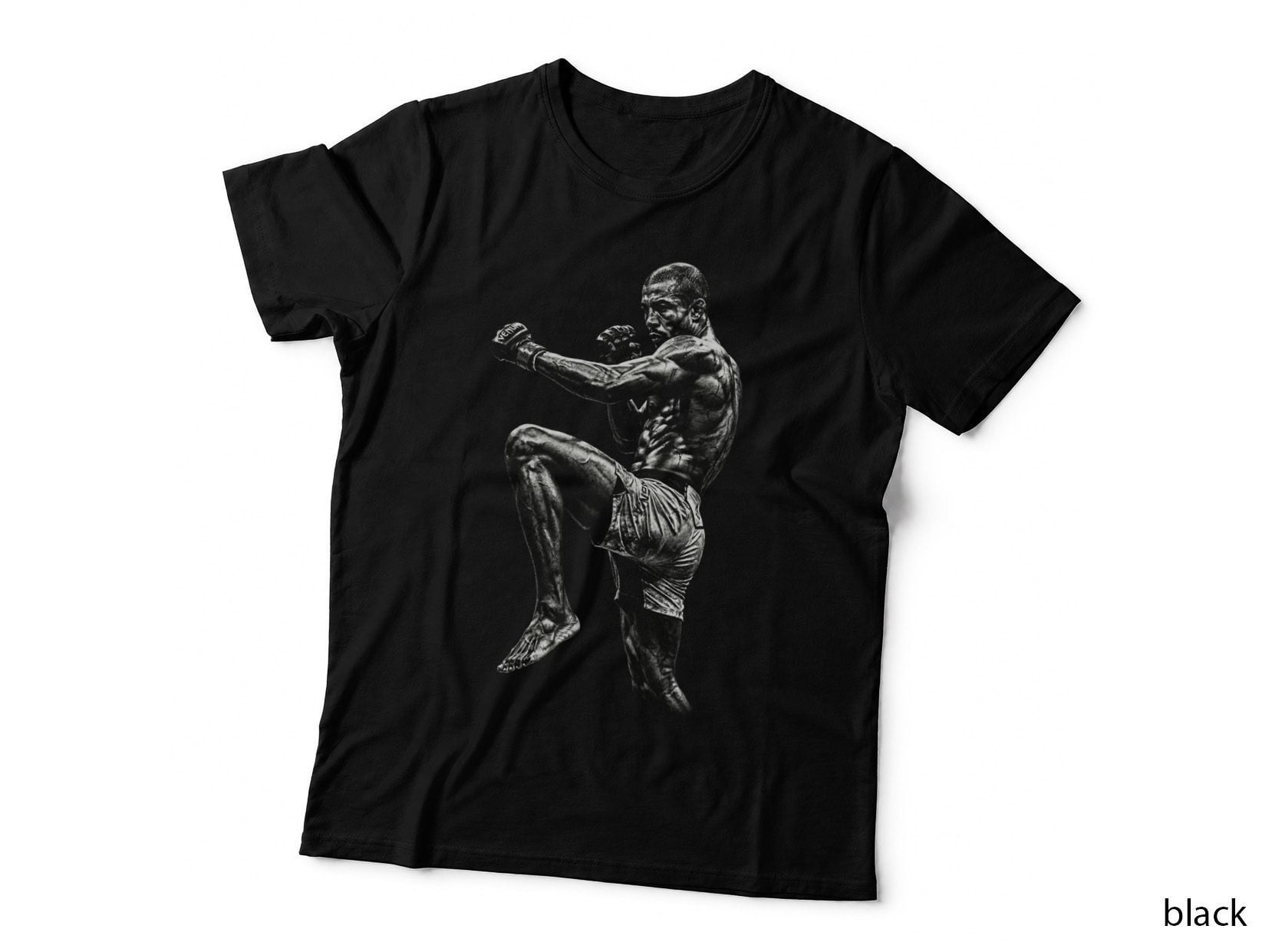 Max Holloway T-Shirt, Halftone MMA Flying Punch Graphic Tee, Fight Night Shirt