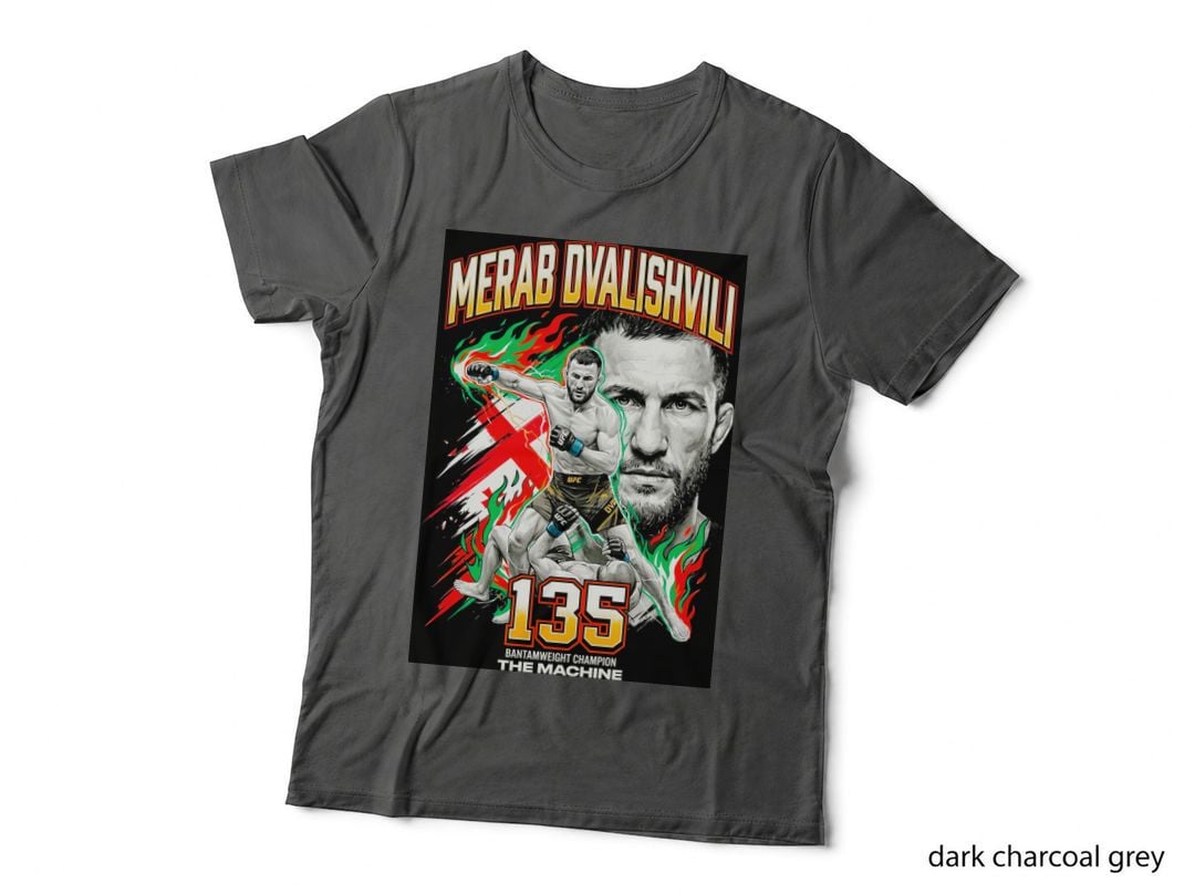 Merab Dvalishvili 135 Bantamweight Champion the Machine Red Green Gold T-Shirt