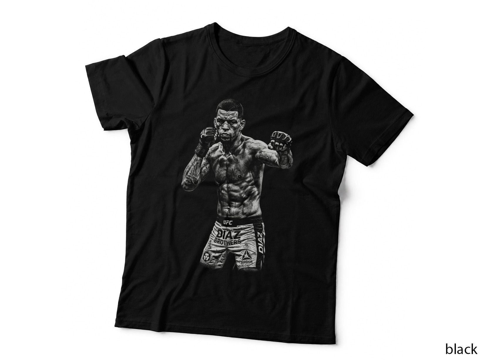 Nate Diaz T-Shirt, Halftone MMA Tattoo Guard Graphic Tee, Combat Sports Shirt