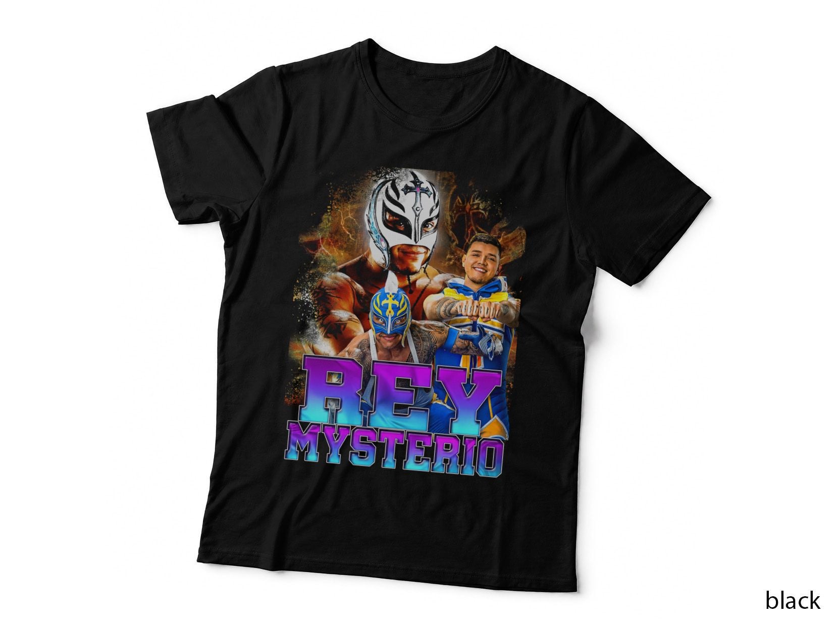 Rey Mysterio Purple Blue Lucha Libre Wrestling Mask Fighter T-Shirt