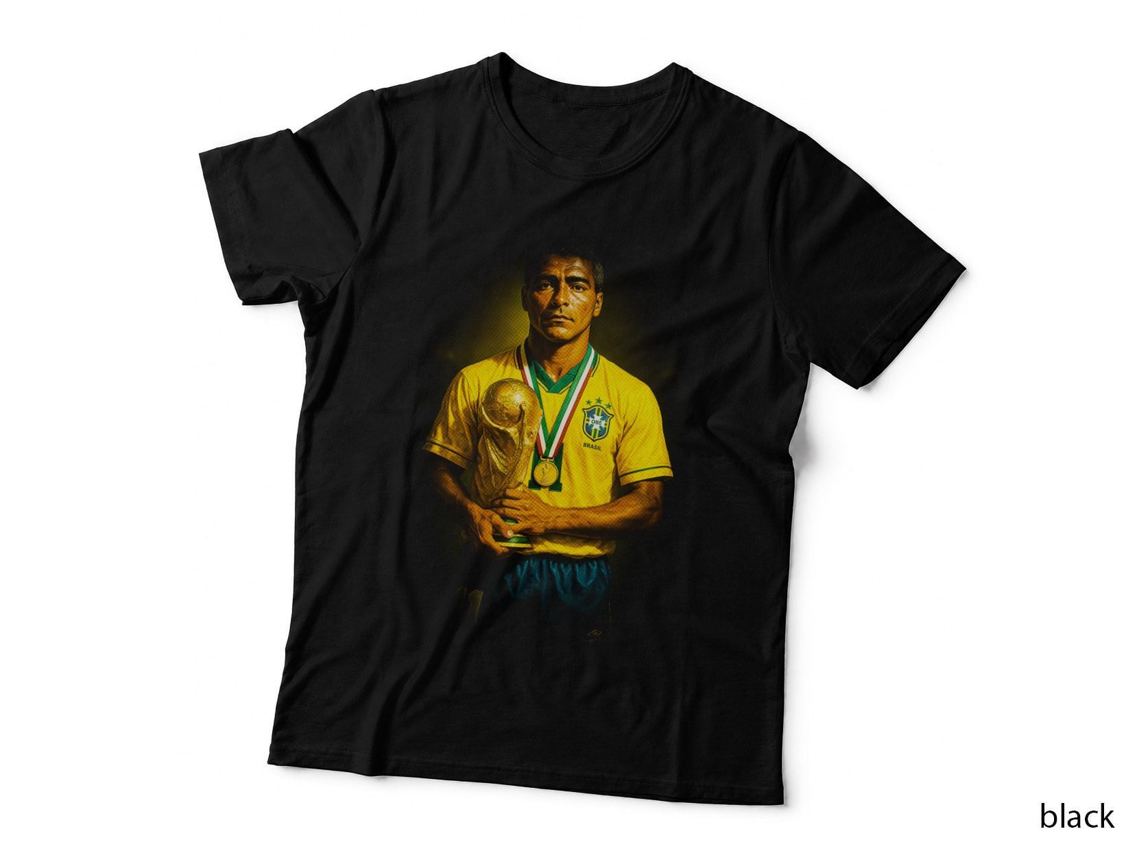Romario T-Shirt, Halftone Soccer Legend Portrait Graphic Tee