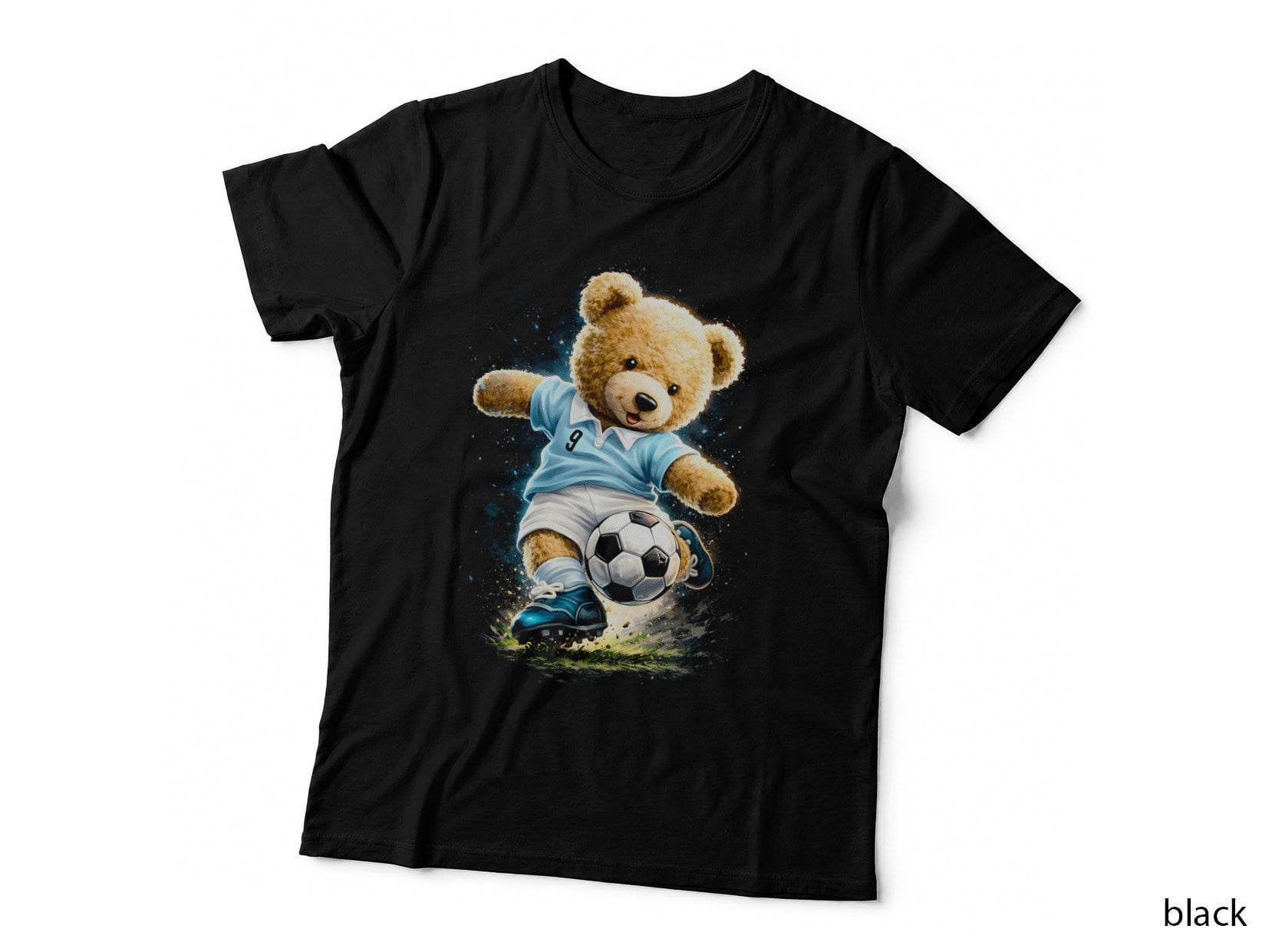 Soccer Jersey Player Bear T-Shirt, Halftone Cute Teddy Bear Graphic Tee