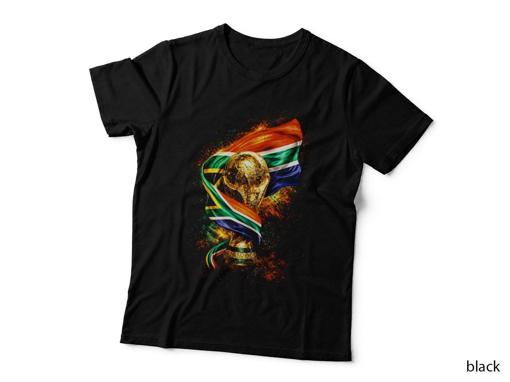 South Africa Football T-Shirt, Halftone South Africa Flag Trophy Graphic Tee