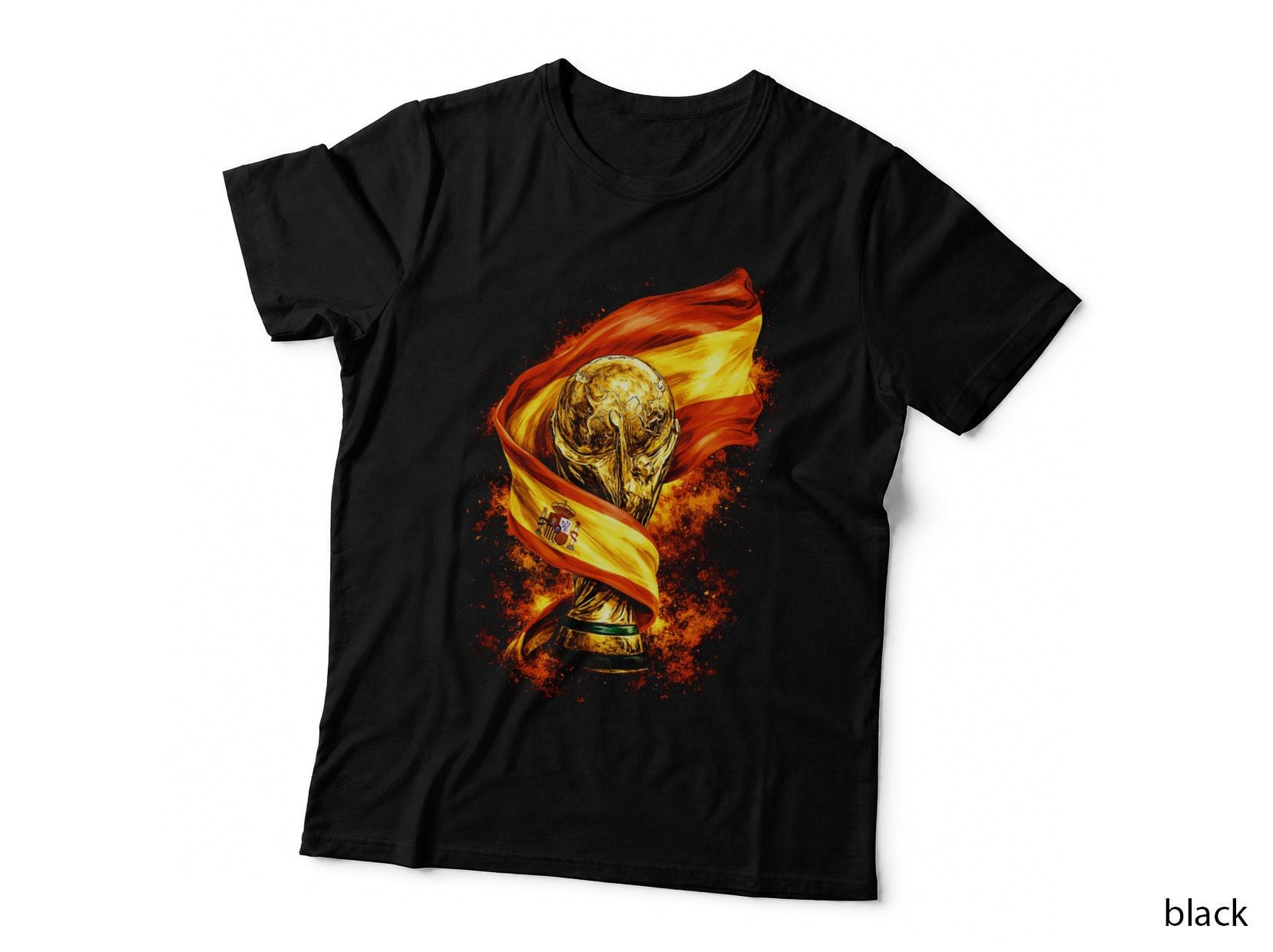 Spain Football T-Shirt, Halftone Spain Flag Trophy Graphic Tee
