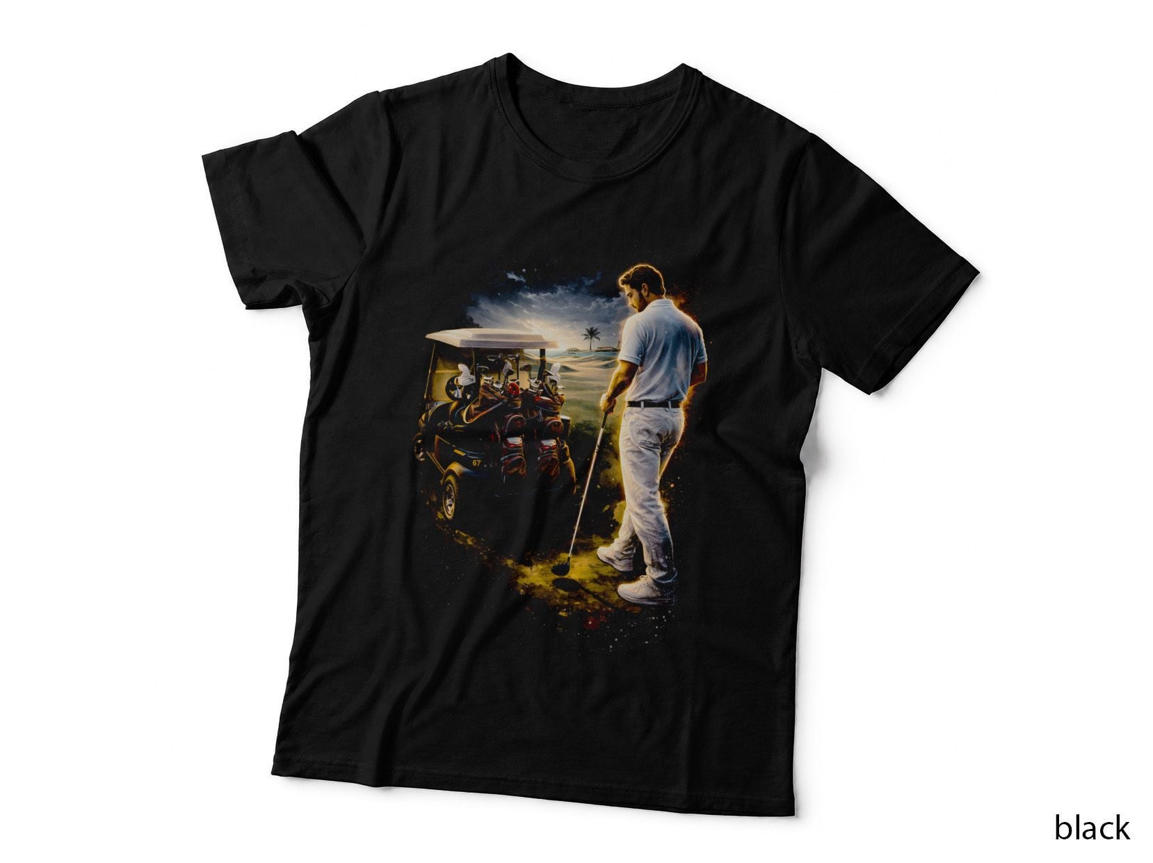 Tropical Golf Course T-Shirt, Halftone Old Money Luxury Graphic Tee
