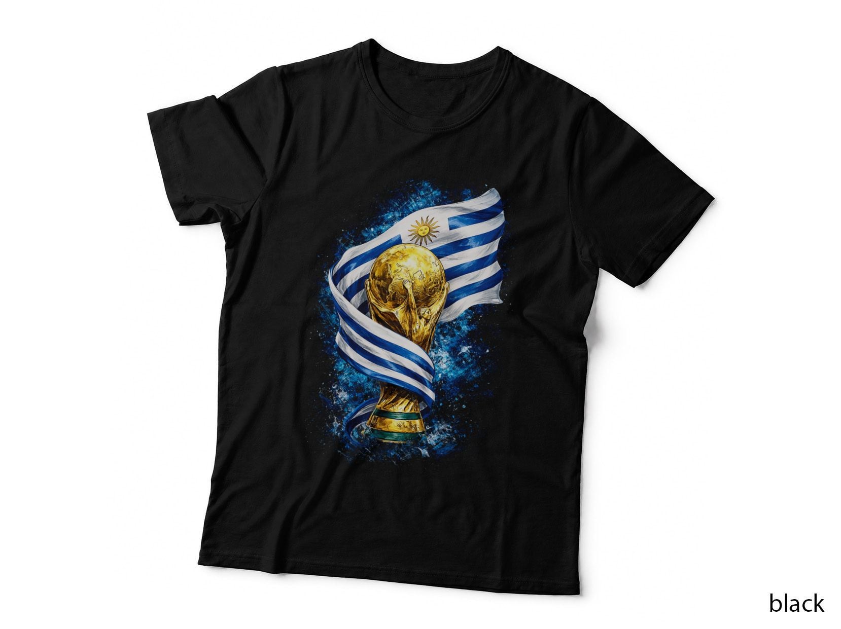 Uruguay Football T-Shirt, Halftone Uruguay Flag Trophy Graphic Tee