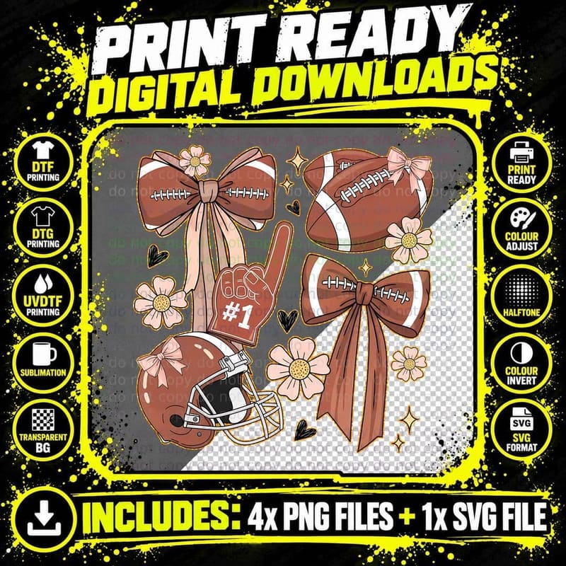 1 Football T-Shirt, Football-Themed Accessories with Png SVG Digital Bundle