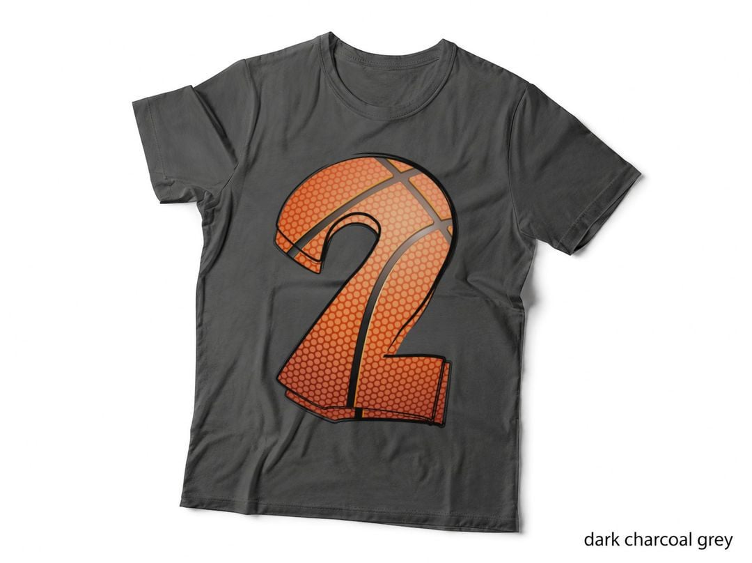 2 Basketball T-Shirt, Basketball-Themed Number Two Graphic Tee