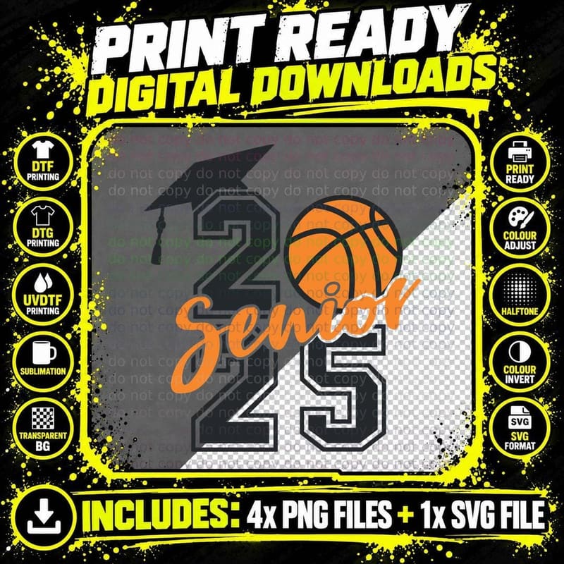 2 Senior 25 Graduation T-Shirt, 2 Senior 25 Basketball Png SVG Digital Bundle