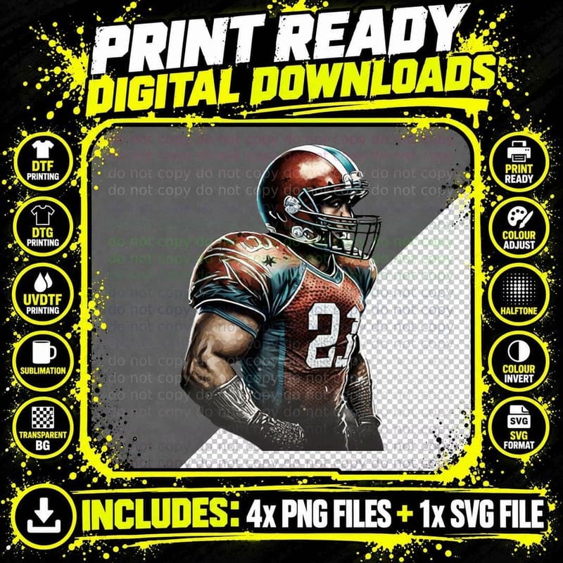 21 Football T-Shirt, Football Player in Action Graphic Png SVG Digital Bundle