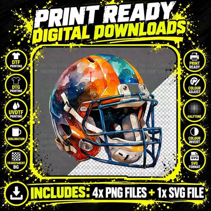 Abstract Football Helmet Art Football T-Shirt Png SVG Digital Bundle
