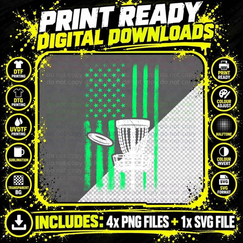American Disc Golf Flag Disc Golf T-Shirt Png SVG Digital Bundle