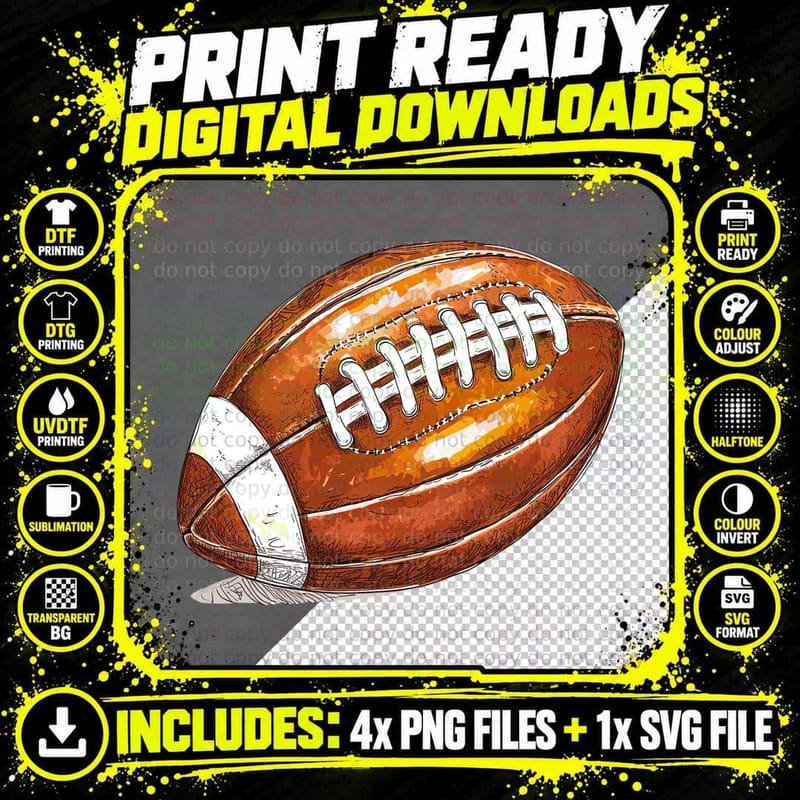 American Football Illustration Football T-Shirt Png SVG Digital Bundle