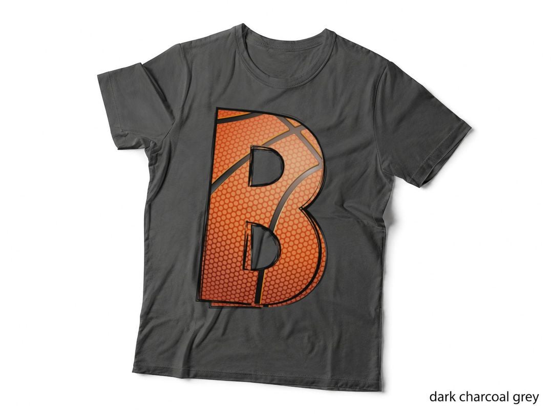 B Basketball T-Shirt, Basketball Texture Letter B Graphic Tee