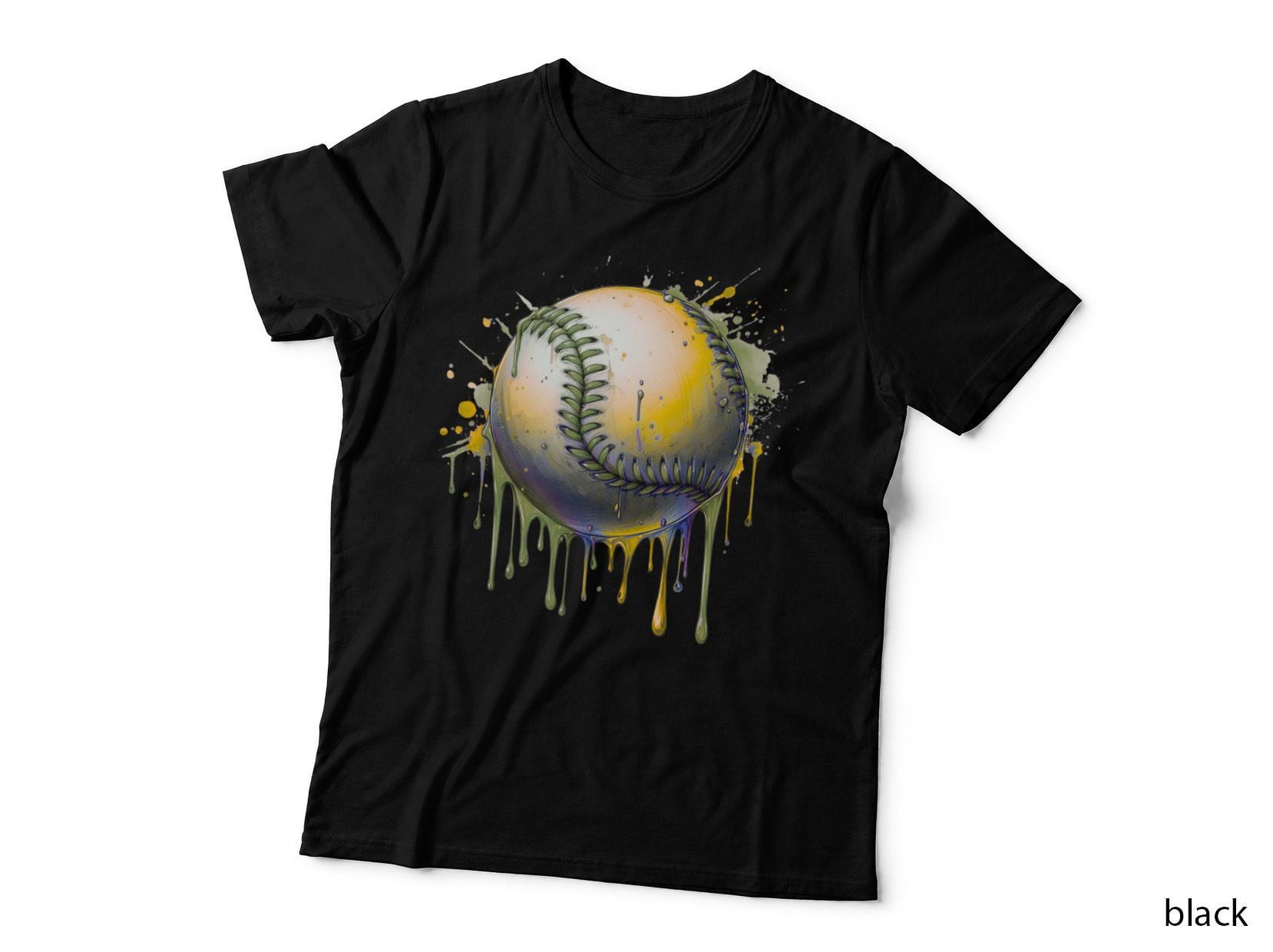 Baseball Ball Melting Paint Splatter Softball T-Shirt, Softball Graphic Tee