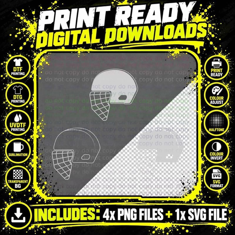 Baseball Helmets Set Hockey T-Shirt, Hockey Graphic Tee Png SVG Digital Bundle