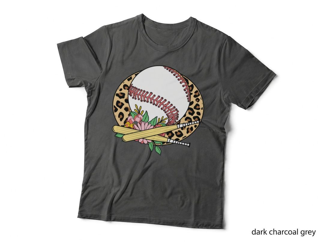 Baseball Leopard Print Flowers Bats Softball T-Shirt, Softball Graphic Tee