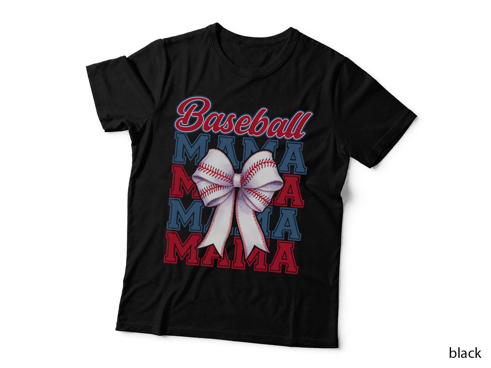 Baseball Mama Sport Mom Design T-Shirt, Baseball-Themed Bow Graphic Tee