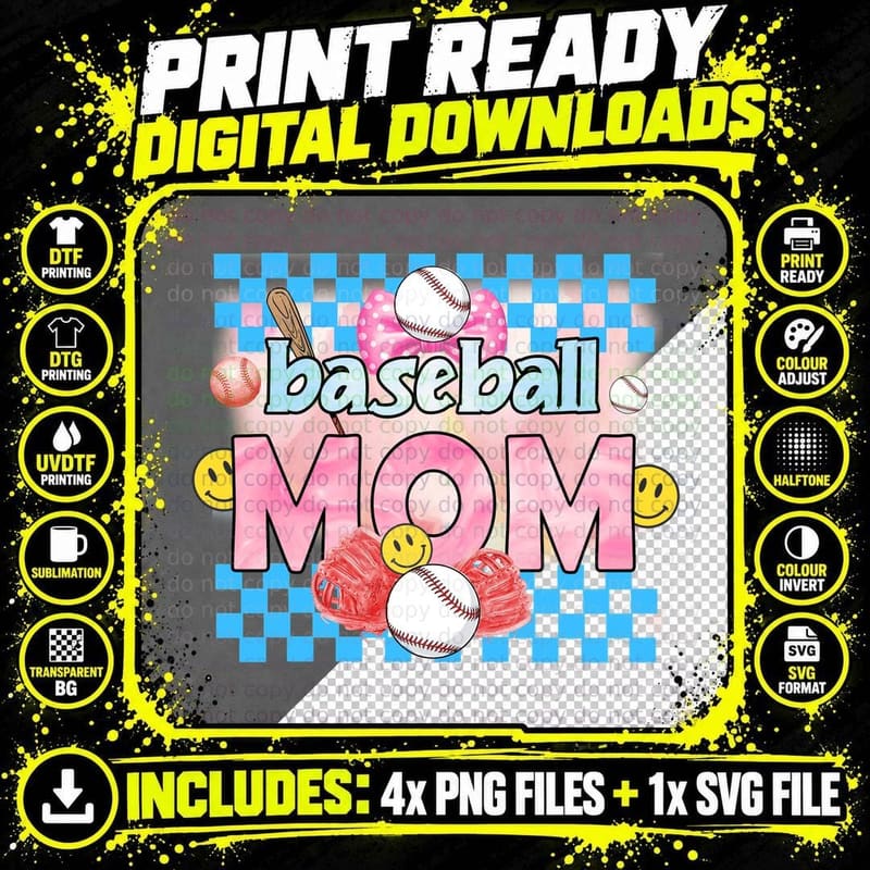 Baseball Mom Sport Mom T-Shirt, Baseball Mom Scene with Png SVG Digital Bundle