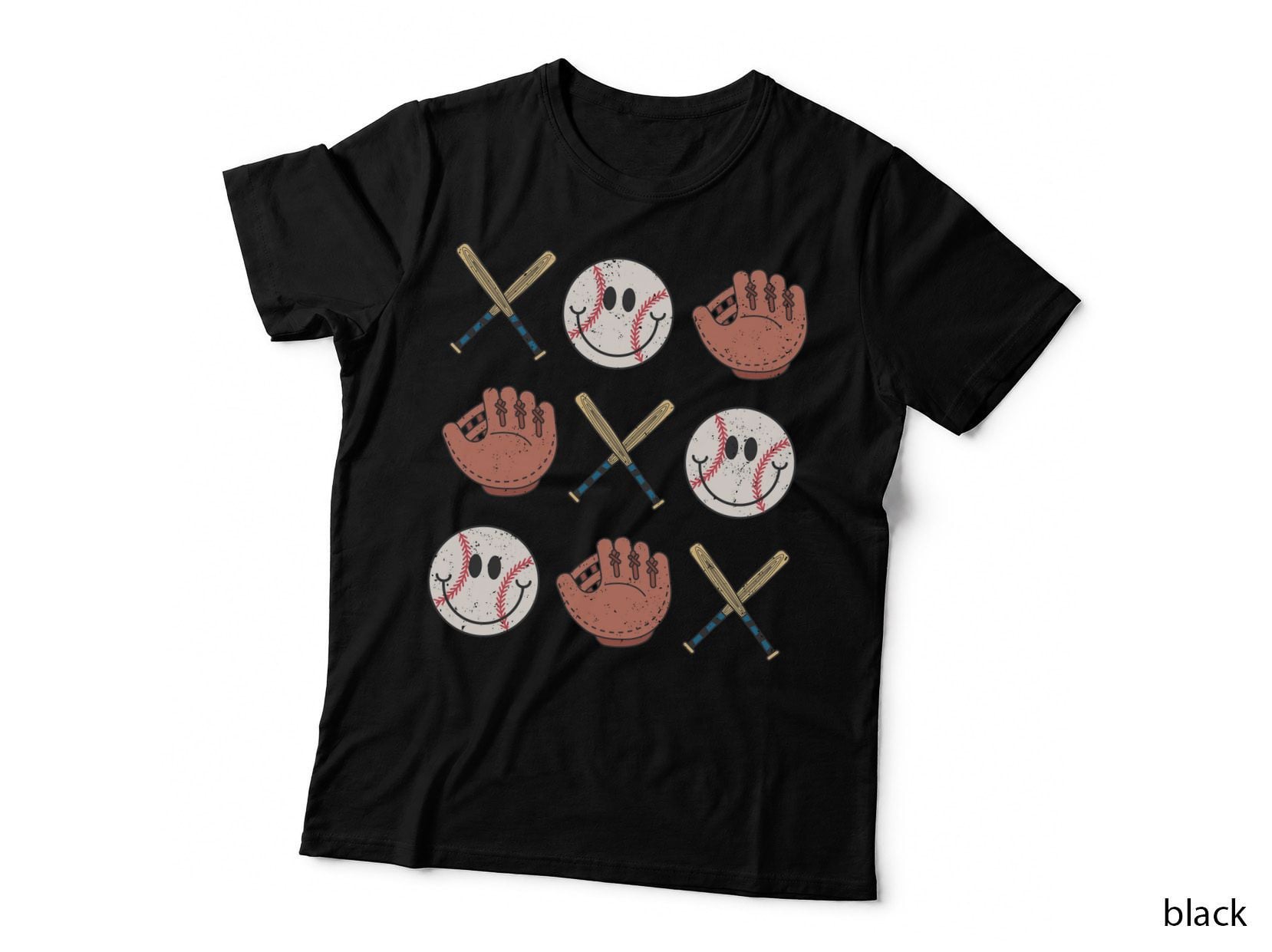 Baseball Smiles & Bats Baseball T-Shirt, Baseball Graphic Tee