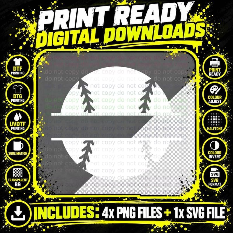 Baseball Split Design Baseball Design T-Shirt Png SVG Digital Bundle