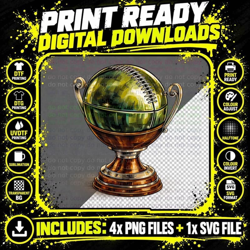 Baseball Trophy Illustration Football T-Shirt Png SVG Digital Bundle