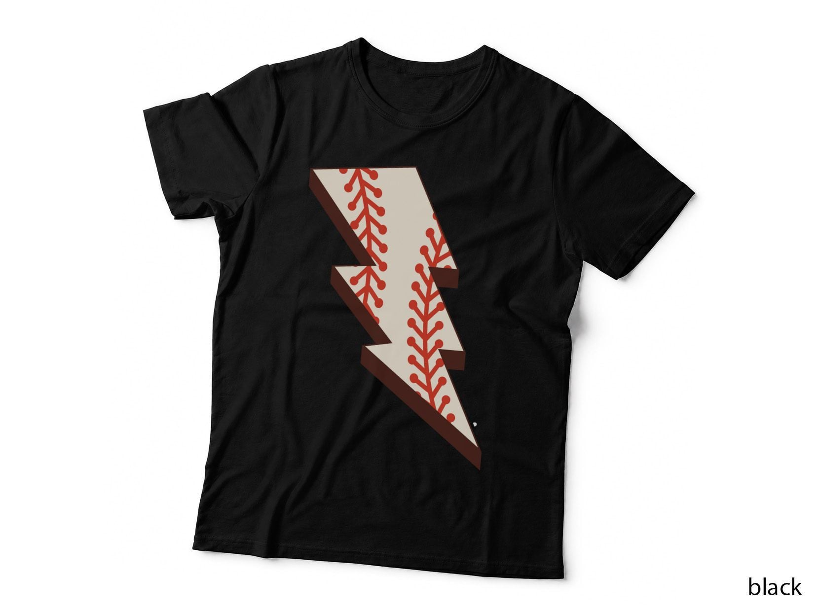 Baseball-Inspired Lightning Bolt Pattern Baseball T-Shirt, Baseball Graphic Tee