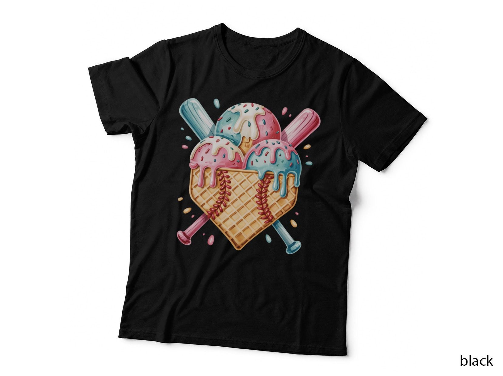 Baseball-Themed Ice Cream Cones in Heart Shape Softball T-Shirt