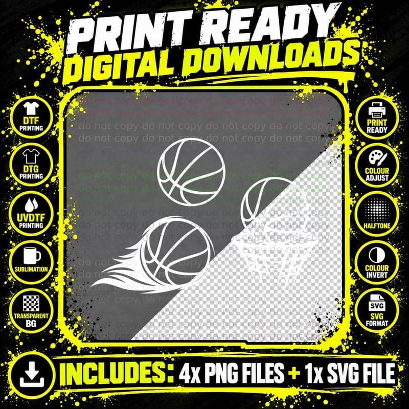 Basketball Action Set Basketball T-Shirt Png SVG Digital Bundle