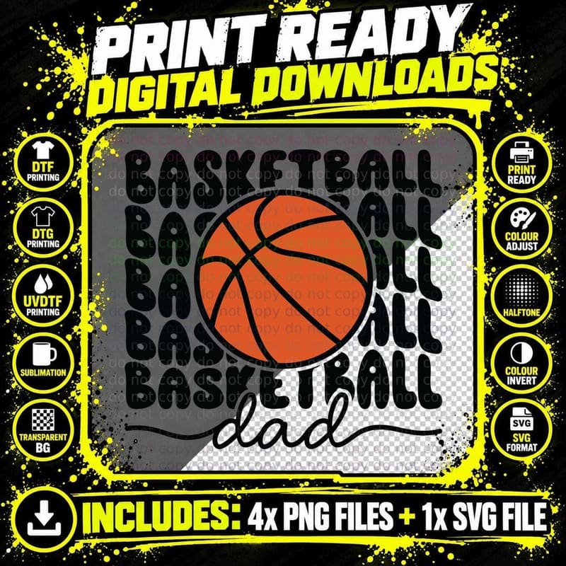 Basketball All Basketball Dad Basketball T-Shirt Png SVG Digital Bundle