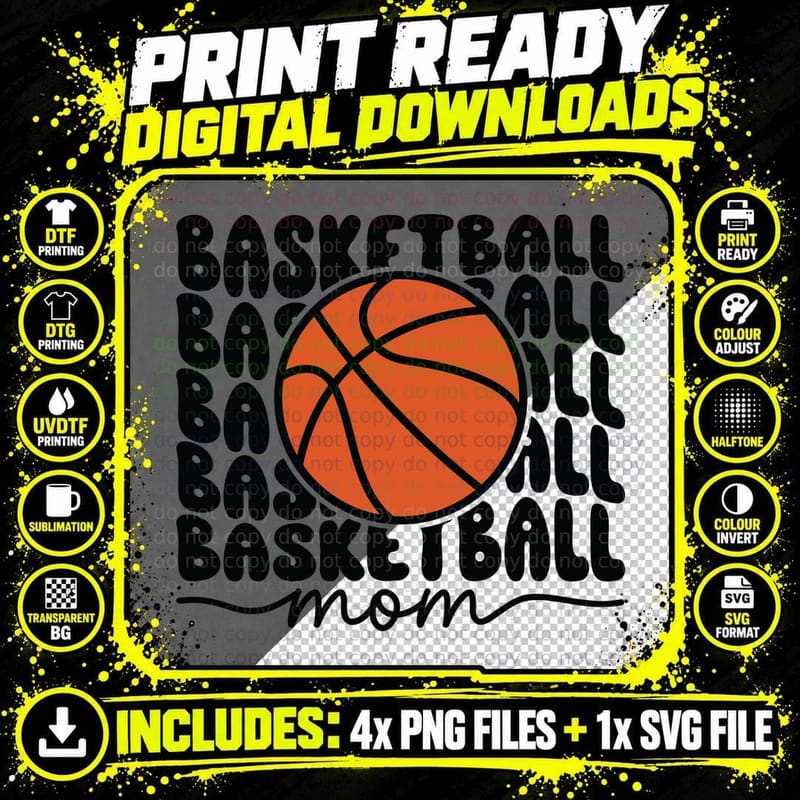 Basketball Ball All Mom Basketball T-Shirt Png SVG Digital Bundle