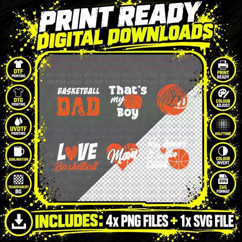 Basketball Dad That's My Boy Love Basketball Mom My Png SVG Digital Bundle