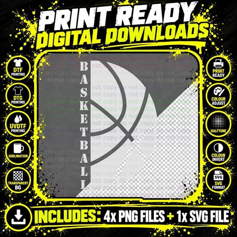 Basketball Design T-Shirt, Basketball Silhouette Graphic Png SVG Digital Bundle