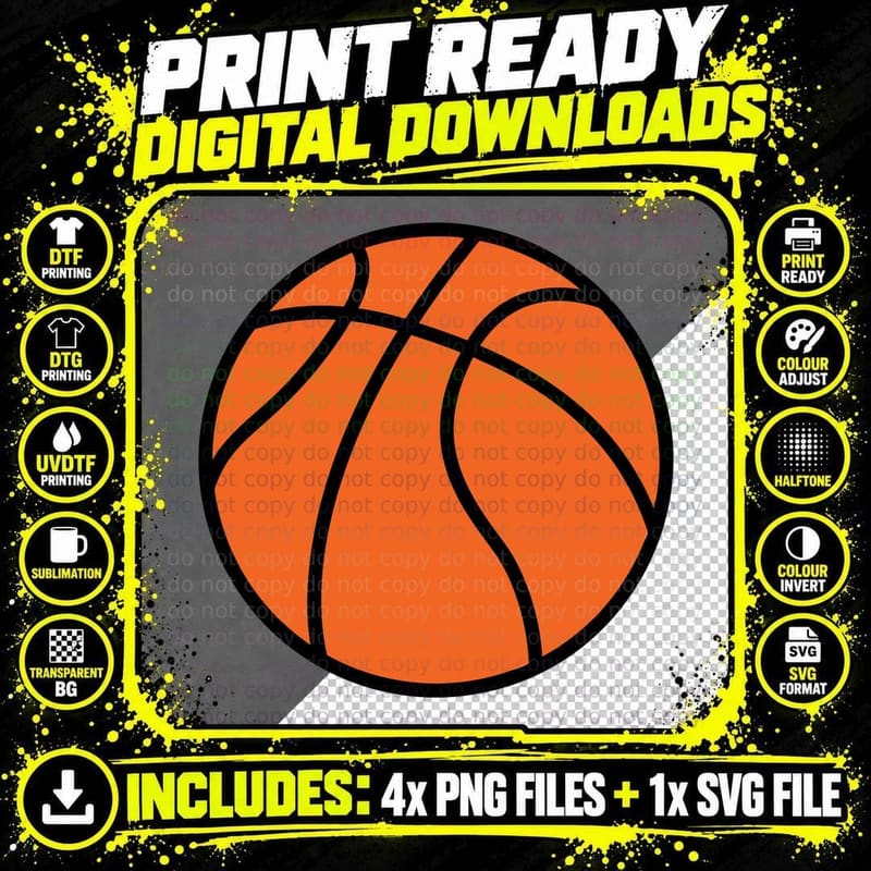 Basketball Graphic Basketball Art T-Shirt Png SVG Digital Bundle