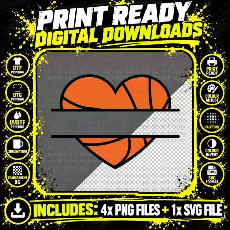 Basketball Heart Shape Design Basketball T-Shirt Png SVG Digital Bundle